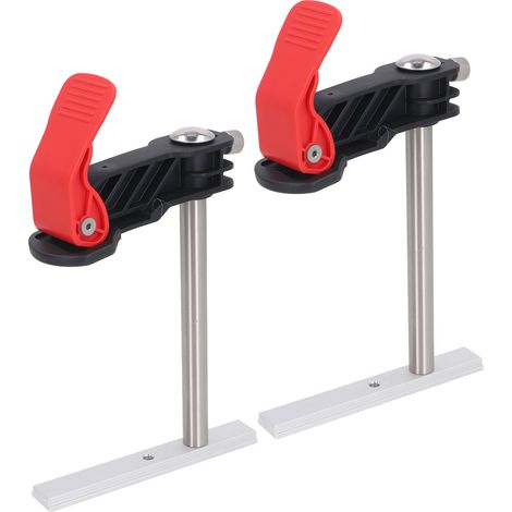 2 fixations à serrage rapide en acier inoxydable pour établi, système presse à chien, outil de menuiserie, lot de 2 (1/5)