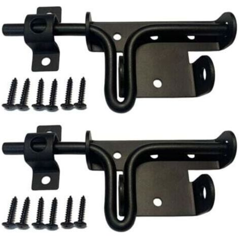 Loquet coulissant extérieur, serrure avec trou pour cadenas, cible en acier inoxydable, loquet noir (lot de 2)