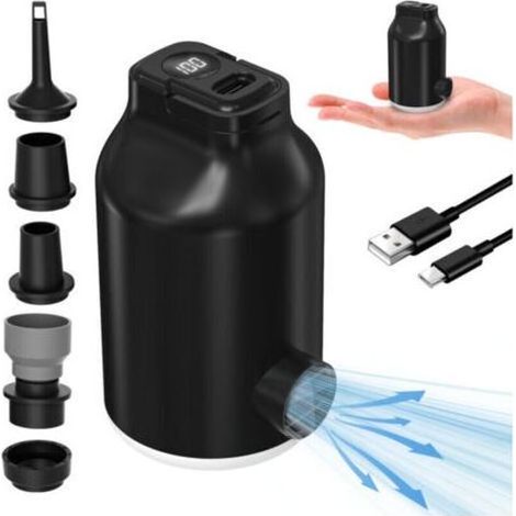 Pompe à Air Électrique pour Matelas Lits Gonflable, Sacs de Rangement Sous Vide – Mini Portable, Rechargeable, Gonflage & Dégonflage Rapide avec 5 Buses, Lumière LED, Arrêt Auto pour Bouées de piscine (1/3)