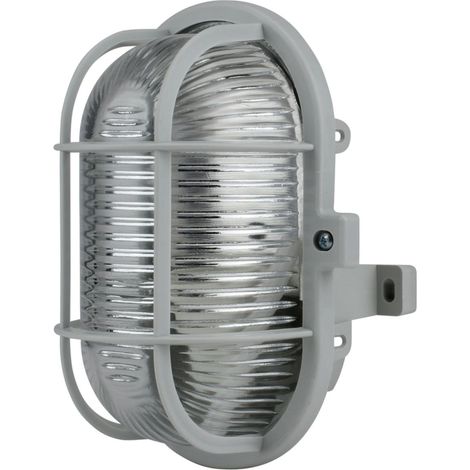 Ovalleuchte 60 Watt PVC-Korb grau Wand- & Deckenleuchten