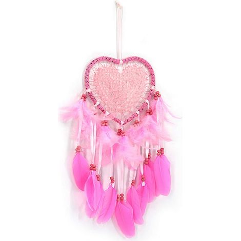 Filet attrape-rêves avec lumières LED, décoration murale, fenêtre, porte, pour salon, chambre à coucher, artisanat, rose (1/5)