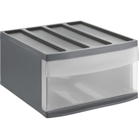 Rotho Schubladenbox Mono Systemix L 1 Schub anthrazit Boxen, Körbchen & Kisten