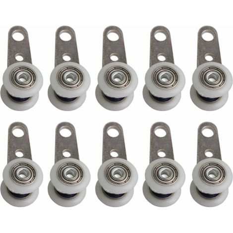 Lot de 10 roulettes pour baies vitrées ou portes coulissantes - en métal et en plastique - 4,5 x 1,9 cm