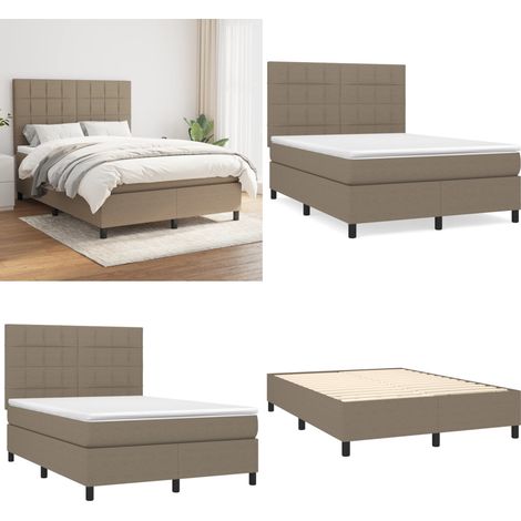 Sommier à lattes de lit avec matelas Taupe 140x190 cm Tissu - Sommier - Matelas