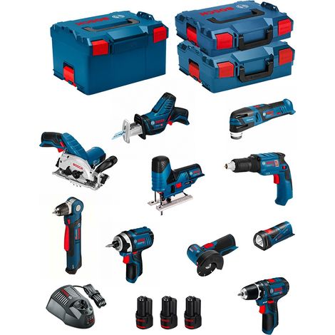 Bosch – Pack de 9 outils électroportatifs 12V – Perceuse-visseuse GSR 12V-15 – Visseuse à chocs GDR 12V-105 – Scie circulaire GKS 12V-26 – Coffret de transport (1/5)