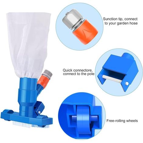 JSSEVN-Aspirateur Piscine Gonflable avec Perche Télescopique,Nettoyeur sous Marin à Jet sous Vide,de Piscine Portable,Aspirateur de Piscine Kit de Nettoyage (1/4)