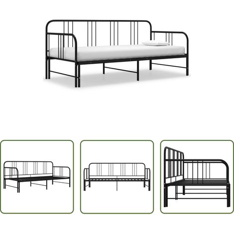 Canapé nuit - Cadre de canapé-lit extensible sans matelas Noir Métal 90x200cm (1/5)
