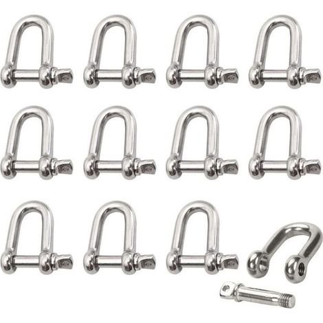 Manille Inox 12 Pièces M4 Manille Inox Acier Manille de Levage Manille D'anneau de D de Chane Manille Goupille Vis Boucle Manille Droite Joint Fermoir pour Chane (1/5)