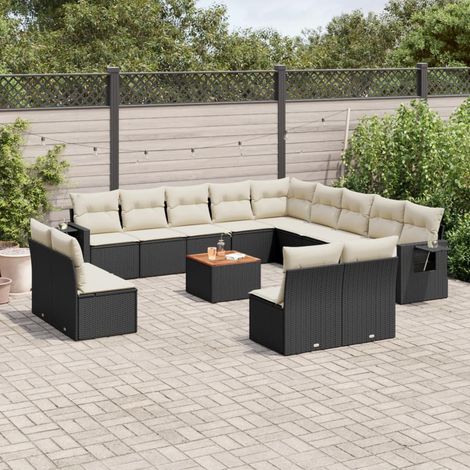 Ensemble Jardin 5 Pièces - Table 80x80 cm + 4 Chaises Tressées Résine Noir - Meuble Extérieur - Acier & Verre (1/5)