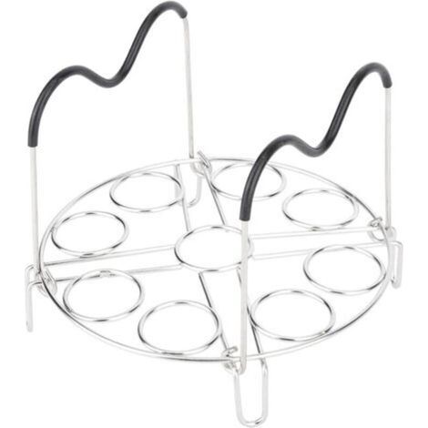 Eierdämpfereinsatz, Eierhalter für hartgekochte Eier, Eierkochrost mit hitzebeständigen Silikongriffen, Dampfeinsatz aus Edelstahl für Eier und Speisen (1/4)