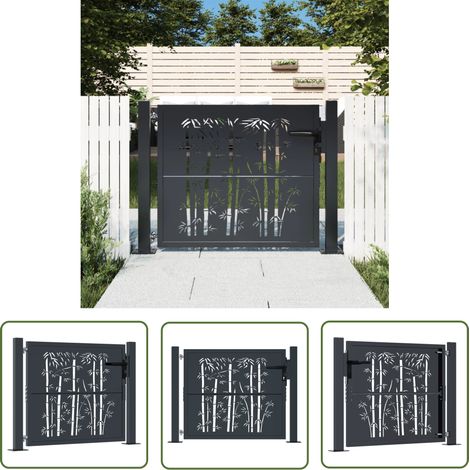 The Living Store Gartentor Anthrazit 105x80 cm Stahl Bambus-Design - Gartentor - Metalltor - Stahltür - Zaun - Einfahrtstor (1/5)
