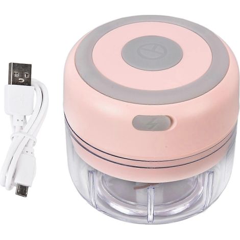 Mini hachoir électrique, durable, capacité de 100 ml, hachage rapide, broyeur portable, adapté à une utilisation en cuisine, rose.