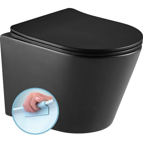 WC suspendu PACO, Rimless, 36x53cm, noir mat (1/4)