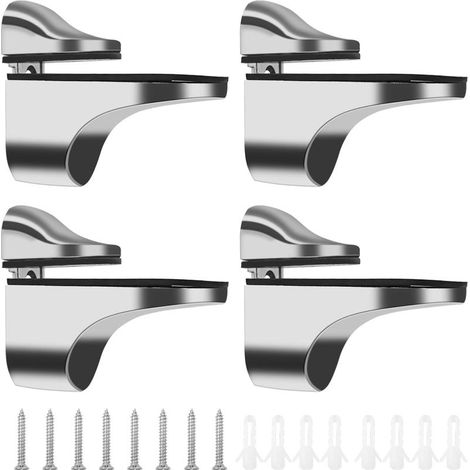 Lot de 4 supports tablette verre réglables alliage zinc poli salle de bains (1/5)