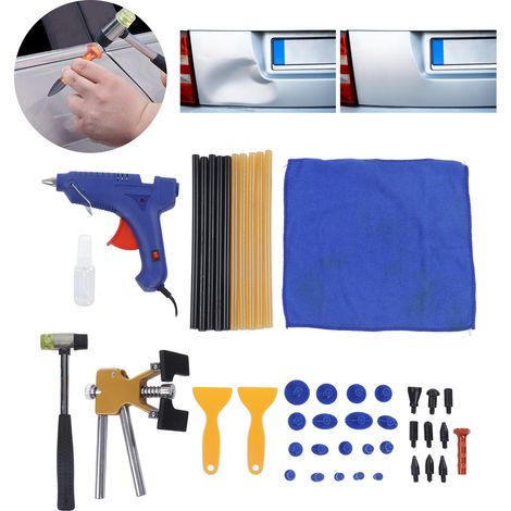 45-teiliges Dellenreparaturset, unlackierte Dellenreparaturwerkzeuge, 100-240 V, Saugnapf zum Entfernen kleiner und tiefer Dellen, Dellenabzieher, europäischer Standard. (1/5)