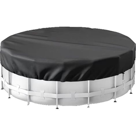 Couverture de Piscine Ronde 183 x 30 cm pour Piscines Hors Sol, Doublure de Couverture de Baignoire en Tissu Oxford Noir pour Baignoires, Piscines, Barbecues (1/5)