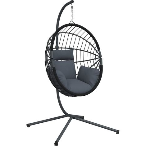 Chaise suspendue en forme d'œuf avec support anthracite (1/5)