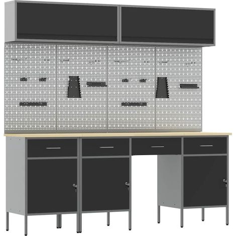 Maison Exclusive - Set di mobili da lavoro con cassetto con blocco 10 pz Nero (1/5)