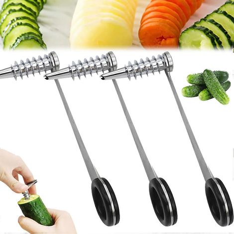 3 pièces coupe-spirales piranha, spiraliseur piranha en acier inoxydable, pour légumes (1/5)