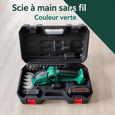 Taille-haie sans fil 24V vert foncé avec 1 batterie, 1 chargeur et coffret plastique vert 24v 13007 2.5 40 × 13,7 × 23,8 cm 2,5 kg – Livraison gratuite