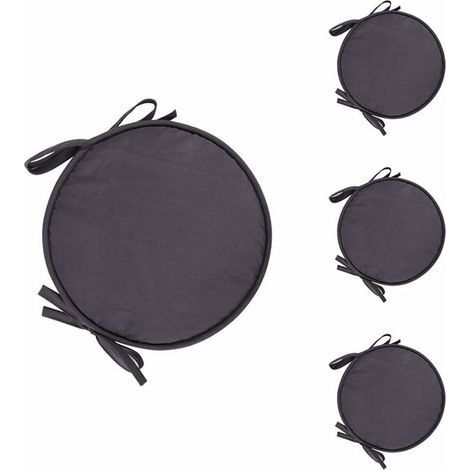 Lot de 4 Coussin Rond Galette de Chaise Ronde pour Table et Chaise de Salle à Manger avec Cordon de Serrage 38cm (gris foncé) (1/4)