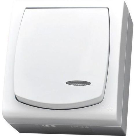 Interrupteur hermétique simple Madera avec éclairage IP44 blanc ŁNH-1NS/00