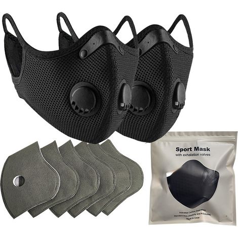 L Plus Masque Anti-Poussière FFP2 NR - Lavable avec 6 Filtres à Charbon Actif pour Menuiserie, BTP, Meulage (1/5)