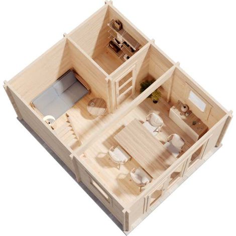 Alpholz Garten-und Freizeithaus Manhattan Blockhaus aus Holz, Holzhaus mit 70 mm Wandstärke inklusive Terrasse inklusive Schlafboden, Blockbohlenhaus mit Montagematerial (1/4)