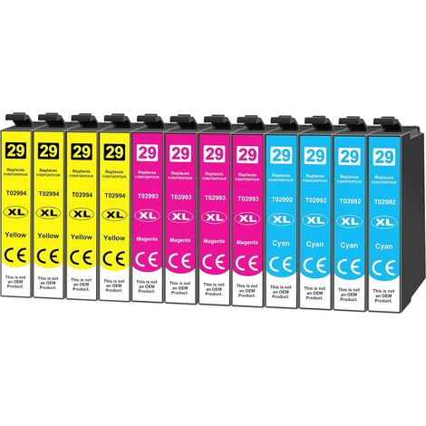 12x Cartouches d'encre Compatibles avec Epson 29XL Multipack Couleur (1/5)
