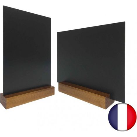 Porte menu de table en bois couleur chêne dimensions 15 x 3,6 x 2,3 cm avec ardoise A5 - Lot de 2 (1/5)
