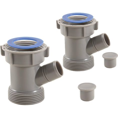 Raccord d’évacuation évier avec prise lave-vaisselle, adaptateur siphon avec entrée latérale, joint et bouchon, connecteur de vidange pour cuisine et tuyau de trop-plein (1/5)