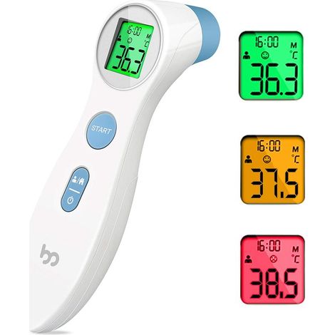 Thermomètre Frontal Fiable pour Mesurer la Fièvre, Thermometre Medical Infrarouge Digital sans Contact 2 en 1 à la Lecture Directe et Précise, Ecran LCD, pour Toute la Famille Adulte Bebe(Blanc) (1/5)