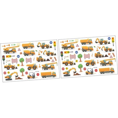2 Ensembles Autocollant Mural Cartoon Excavator pour Garçon Fille Décoration de Chambre Stickers de pour Salle de Jeux et Chambre Garçon Fille (1/5)