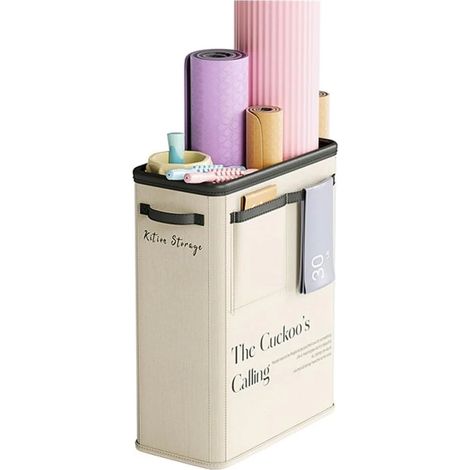 Sac de rangement pliable pour tapis de yoga en tissu résistant, solution idéale pour ranger votre tapis de yoga à domicile. (1/5)