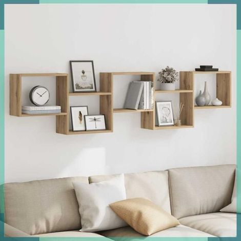 Étagère cube murale - 860003 - 5 compartiments - chêne artisanal - 184x18x44 cm (1/5)