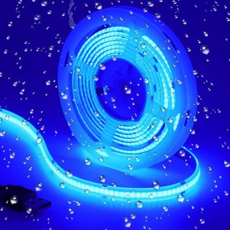 Usb Cob Ruban Led Dc 5V Bleu 460Nm Ip65 Étanche 2M 320Led/M Alimenté Par Usb Led Bande Haute Luminosité Pour Diy Décorer[CA95] (1/5)