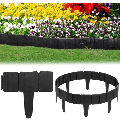 Un ensemble de 20 bandes de bordure de jardin en plastique, pliables, adaptées aux plantes, aux pelouses et aux parterres de fleurs (noir). (1/5)