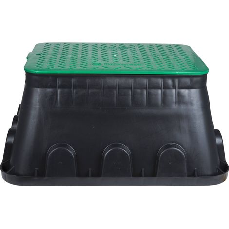 Prise de sol à encastrer 21042 – 12 sorties pour câbles – Couverture amovible – Plastique noir et vert – Supporte jusqu'à 500 kg – Heitronic (1/3)