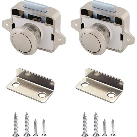 Juego de 2 cerraduras para armarios Push Lock - Cierre con pulsador - Cerradura para muebles - Cerradura con pulsador - Para cajones, autocaravanas, yates, puertas de armarios