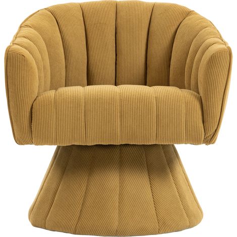 Sillón giratorio 360° con acolchado ergonómico, reposabrazos envolventes y base estable, mostaza (1/5)