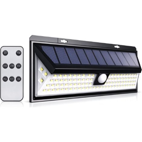 Lampe solaire pour camping-car - Détecteur de mouvement - 118 LED - Avec télécommande - Étanche - Pour les voyages en camping-car, les remorques de voyage