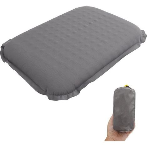 Tapis de camping gonflable, 5 cm d'épaisseur, tapis de plage léger, adapté au camping, aux stades et aux tribunes, gris. (1/5)