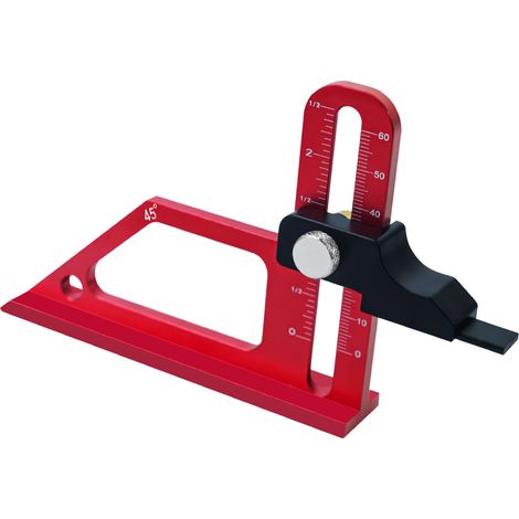 Jauge de hauteur pour scie circulaire en alliage d'aluminium 0 à 60 mm, outil multifonctionnel de menuiserie à 45° pour réglage et mesure de profondeur (1/5)