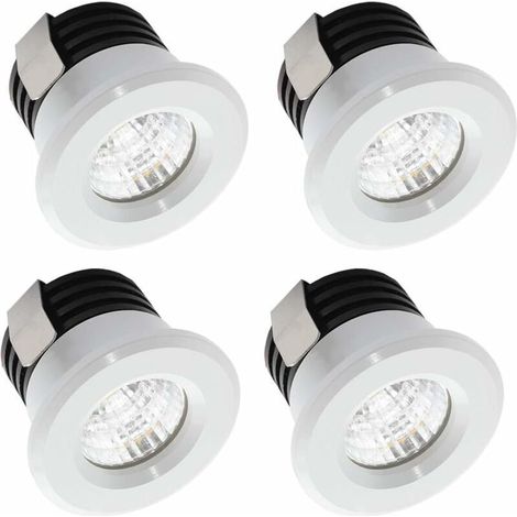 Lot de 4 mini spots LED encastrables 3 W blanc chaud, mini spot LED pour vitrine, éclairage de plaque minéralogique Incl.Seperated Transformateur