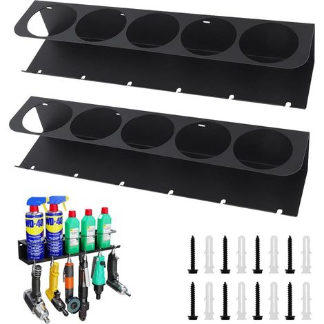 Support De Canette Aérosol, 2PCS Support Aerosol Range Mural Pour Bombes Stockage Aérosols Et Organisateur D'Outils éLectriques Pour Bidons De Lubrification 5 Emplacements (1/5)