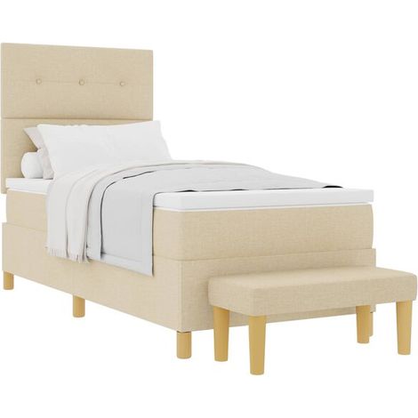Matelas à ressorts avec tête de lit, beige, 200 x 100 cm, revêtement en tissu. (1/5)