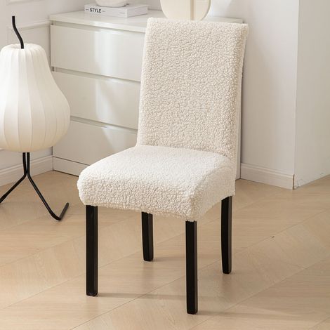 Funda de forro polar grueso para silla, 2 piezas, funda universal para sillas de comedor, taburetes y uso doméstico, otoño e invierno (1/4)