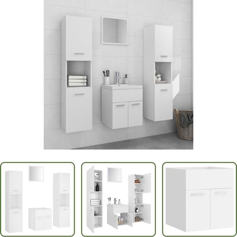 vidaXL Hochschrank - Badmöbel-Set Weiß Holzwerkstoff (1/5)