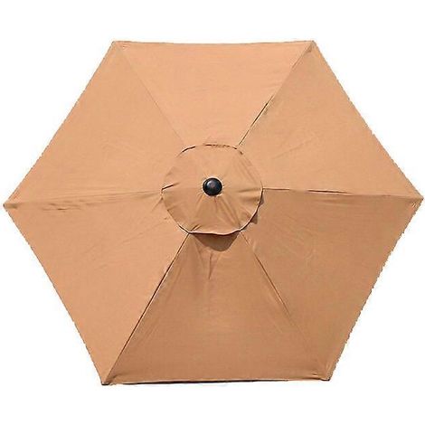 Toile de rechange couleur café de 2 m pour parasol d'extérieur à 6 baleines (toile seule) pour jardin, terrasse, cour, plage, piscine (1/5)