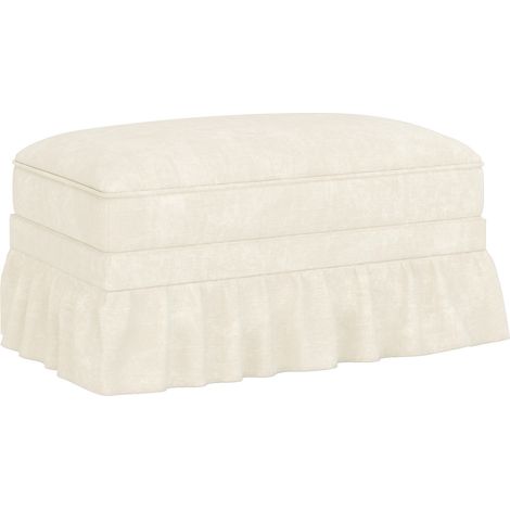 CHICFURN Puff 90 x 56,5 x 49 cm en chenilla blanca, reposapiés para salón pequeño (1/5)